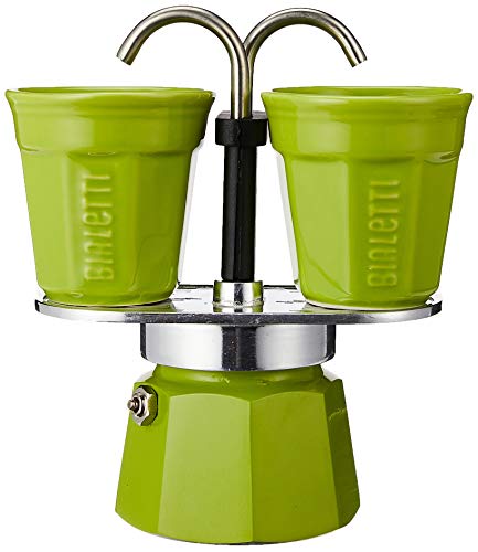Bialetti 0006192 - Set de Mini cafetera expreso para 2 Tazas y 2 Vasos Verde de Aluminio 22 x 8 x 21,5 cm