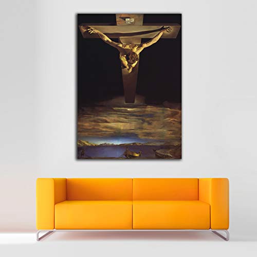 Desconocido Cuadro Lienzo Cristo de San Juan de la Cruz Salvador Dali – Varias Medidas - Lienzo de Tela Bastidor de Madera de 3 cm - Impresion Alta resolucion (43, 60)