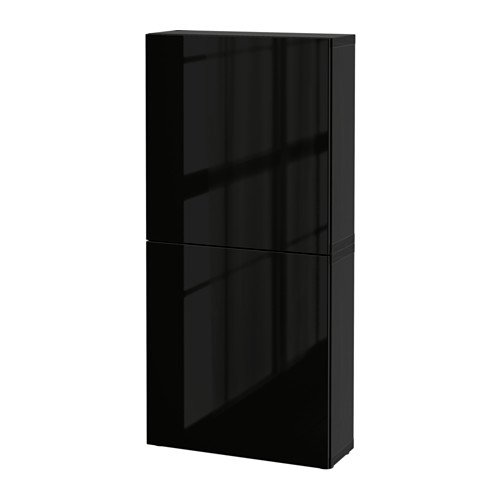 IKEA bestå armario de pared con 2 puertas, marrón, selsviken brillante/negro 22382.17265.208
