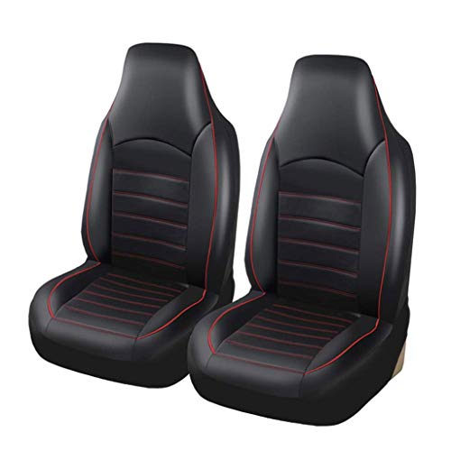 PU de cuero delantero asiento de coche cubre antideslizante y transpirable Van impermeable interior automático accesorios para automóviles, SUVS y camiones negro y rojo