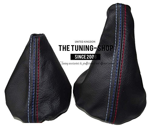 The Tuning-Shop Ltd Funda para Palanca de Cambios y Freno de Mano de Cuero, Color Negro