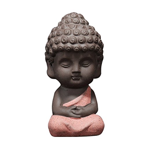 VOSAREA Estatua de Buda Pequeña Escultura Tallada a Mano de Figura Buda Docoración de Coche Mesa Artesanía Cerámica