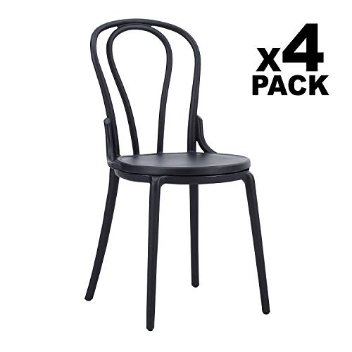 Adec - Thonet, Pack de 4 sillas de salón, Comedor, Cocina o terraza, Silla Contract, Color Negro, Medidas: 44 cm (Ancho x 50,5 cm (Fondo) x 88,5 cm (Alto)