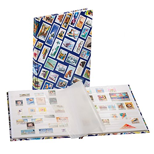 Briefmarken Einsteckbuch HOBBY, 16 weiße Seiten, Einband mit Breifmarkenmotiven, DIN A 4