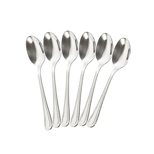 COM-FOUR® 6 cucharaditas de acero inoxidable - cubiertos elegantes en un diseño simple - cuchara de café - cuchara de postre - servicio de té - 13.7 cm