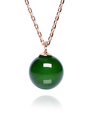 Dalwa - Collar de oro 585 de 14 quilates, de plata de ley 925 con piedra natural, colgante de perla verde ajustable, incluye paquete de regalo