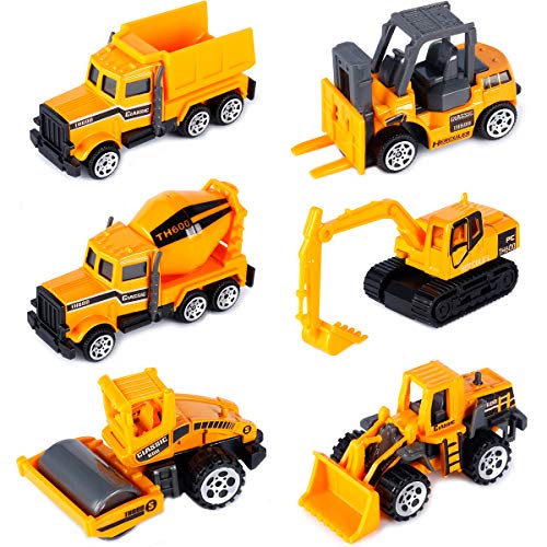 Dreamon Camiones de Construcción Mini Coches Escala 1:72 Juguetes de Colección para Años (Pack de 6)
