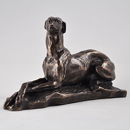 Fiesta Studios Harriet Glen's Greyhound - Escultura de bronce fundido en frío para decoración del hogar o idea de regalo de 9 cm