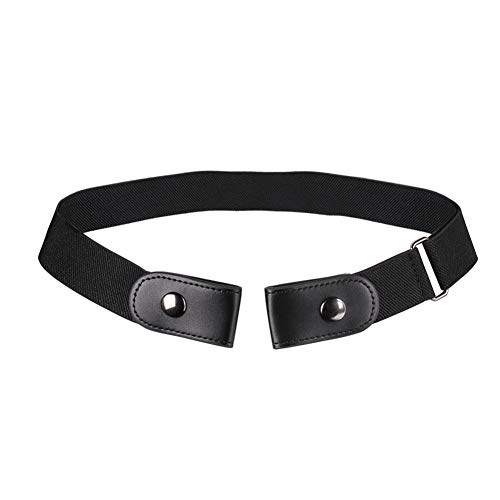 Fousamax Cinturón de cintura ajustable sin hebilla Sin hebilla Cinturón elástico invisible para hombres y mujeres size 80-100cm (Black)