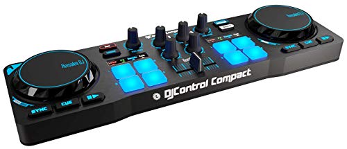 Hercules - DJCONTROL Compact - Controlador DJ - PC/Mac - Tamaño Compacto - Ligero