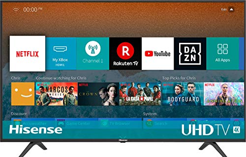 Hisense H43BE7000 - Smart TV ULED 43' 4K Ultra HD con Alexa Integrada, 3 HDMI, 2 USB, salida óptica y de auriculares, Wifi, HDR, Dolby DTS, Procesador Quad Core, Smart TV VIDAA U 3.0 con IA