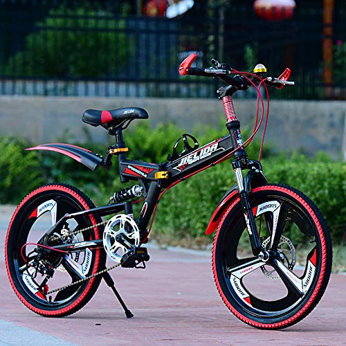 LINGS Bicicleta plegable para niños bicicleta de 20 pulgadas, cambio de marchas, amortiguador plegable de 8 a 9 y 10 a 18 años, de aleación de aluminio para bicicleta de montaña
