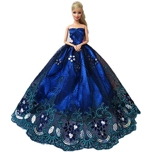 Mobby 2043/5000 Precioso Vestido de Novia Hecho a Mano con Forma de Fiesta, Vestido de Novia para muñecas Barbie, Princesa, Ropa Perfecta para el Regalo de Las niñas (F)