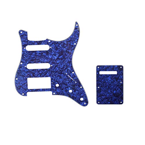 Musiclily HSS Set de Pickguard Golpeador y Placa Trasera Strat para Fender American/México Standard Stratocaster Estilo Moderno, 4 capas Blue Pearl