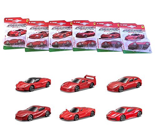 Outletdelocio. Burago 56600. Coleccion 6 coches Ferrari Evolution Rojos. Escala 1/69. 6-39211