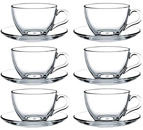 Pasabahce 97948 - 6 tazas de café con platillo "Basic", para té, café, capuchino, para 6 personas