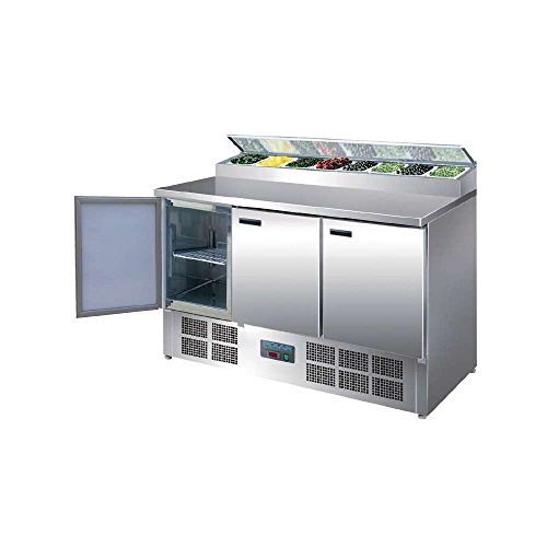 Polar - Mostrador refrigerado para preparación de pizza y ensaladas con pantalla - 390 L - Frigorífico comercial