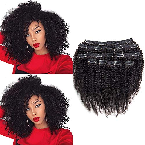 Riya 4B 4C Remy Hair Afro Kinky - Extensiones de pelo humano brasileño para mujer, 120 g