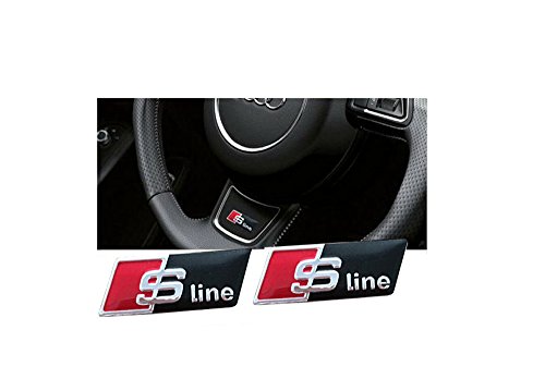 robigal x2 Adhesivos SLine A1 A2 A3 A4 A5 A6 A7 A8 Q5 S Line Volante Altavoces Emblema Logo Sticker Rojo/Negro Adesivo Pegatina