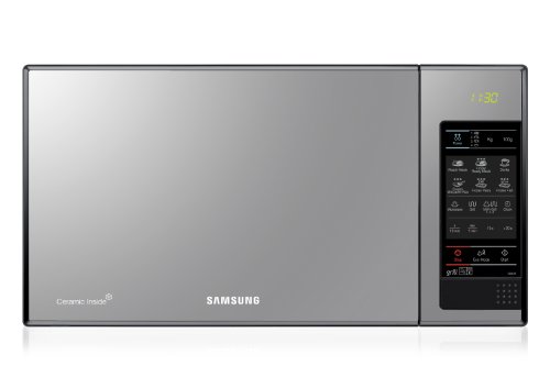 Samsung GE83X/XEC - Microondas con grill, 800 W/1100W, 23 litros, 6 niveles de potencia, interior cerámico para mayor facilidad en la limpieza, color acero espejo