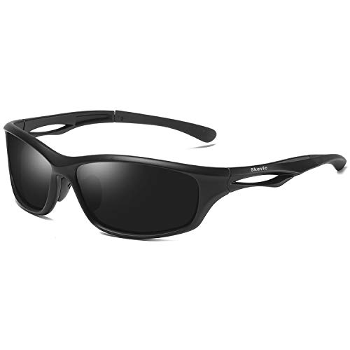 Skevic Gafas Ciclismo Hombre y Mujer - Gafas de Sol Deportivas Polarizadas TR90 ideales para Ciclismo, Running, Deporte, Bicicleta de Montaña, Pesca, Bici, Esquí, Golf, MTB etc. Protección 100% UV400