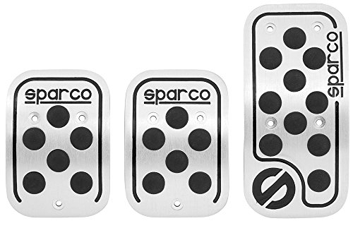 Sparco SPC0406BK Juego de 3 Pedales Racing Color Plata con Logo Negro Universales