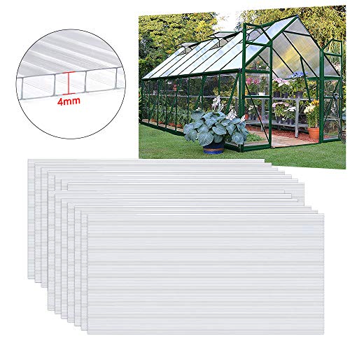UISEBRT - 14 placas huecas transparentes de policarbonato UV de 60,5 x 121 cm para jardín, invernadero, placas de repuesto para horticultura, garajes
