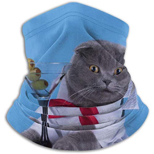 Xian Shiy Bufanda de cóctel de gato Scottish Fold azul, una máscara de cara completa o sombrero, polaina de cuello, máscara de cuello, media ma