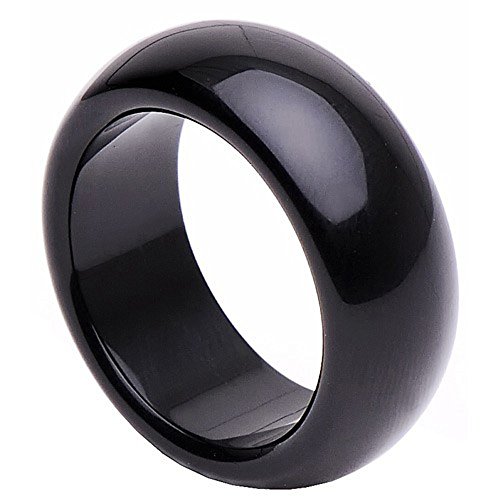 Amplio anillo genuino de colour negro ónix suave unisex Anillo Onyx dedo anillo de los hombres
