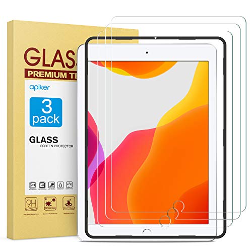 apiker [3 Packs Protector Pantalla Tablet Compatible con iPad 10.2 2019 A2197 A2198 A2200 (7.ª generación), Cristal Templado Tablet Premium [9H Dureza] [Alta Definición]
