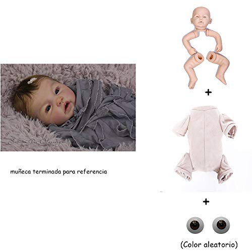 Binxing Toys Kits de muñecas Reborn sin Pintar Modelo de Bricolaje en Blanco Cabeza + extremidades + Cuerpo + Ojos