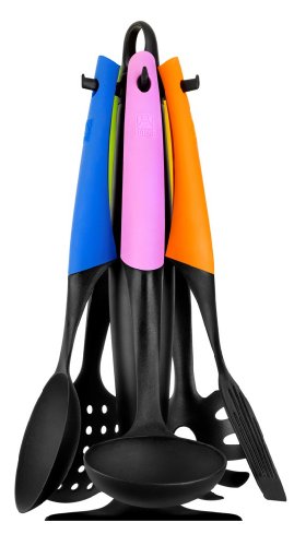 BRA Air - Set de utensilios de cocina 5 piezas con carrusel giratorio, acabado nylon, multicolor