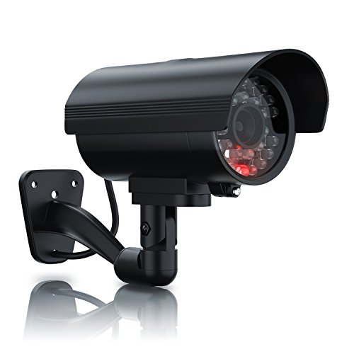 Brandson - Cámara Falsa de vigilancia - Cámara de Seguridad ficticia - Cámara de videovigilancia Falsa - Pantalla LED - Diseño Original - Led Rojo Intermitente