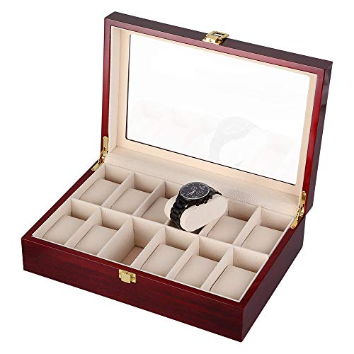 Caja para Relojes de Madera Estuche para Relojes y joyeros con 12 Compartimentos