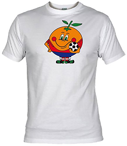Camiseta Naranjito Adulto/niño EGB ochenteras 80´s Retro (XL, Blanco)