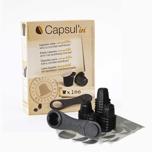 Capsul´in capsulin Capsulas rellenable para sistema Nespresso, caja de 100