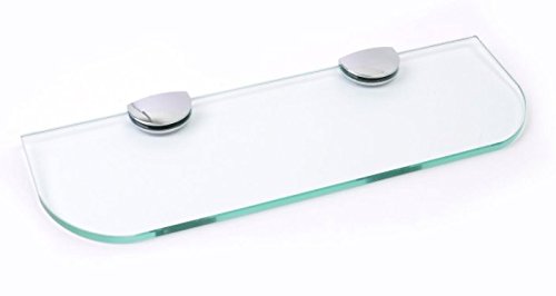 Estante de cristal con esquinas curvadas 3 tamaños 300 mm 400 mm 500 mm y 3 colores blanco transparente negro baño cocina dormitorio, transparente, 400mm x 100mm