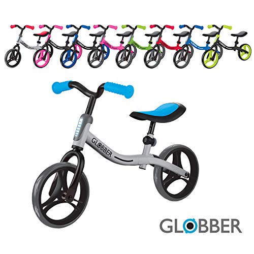 Globber Go Bike - Bicicleta para niños de 2 a 5 años, Color Plateado y Azul