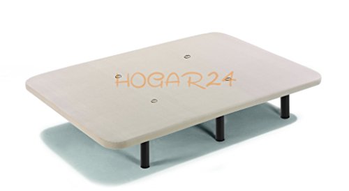 HOGAR 24 Base Tapizada con Tejido 3D y Válculas de Transpiración y 6 Patas De Metal De 25.5 cm, 135x190cm