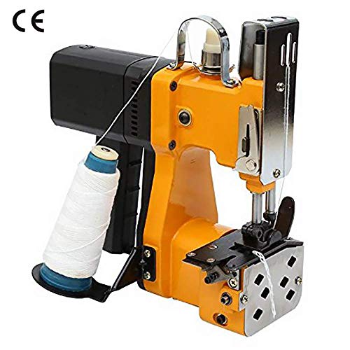 HUKOER Máquina de Coser Portátil Máquina Selladora Eléctrica Costura de tejido de sellado para bolsas de lona, sacos, bolsas tejidas y bolsas de papel,Amarillo