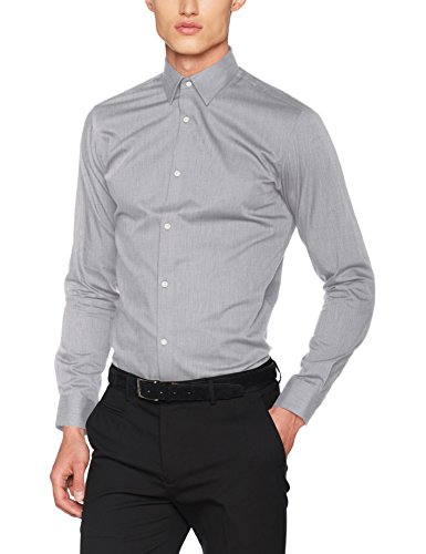 Jack & Jones Jprnon Iron Shirt L/s Noos Camisa, Gris (Grey Melange Fit:Slim Fit), Large para Hombre