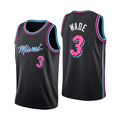 JINHAO Camiseta de Baloncesto para Hombre NBA Miami Heat # 3 Dwyane Wade Camiseta de Baloncesto Swingman de Malla (Negro5, S)