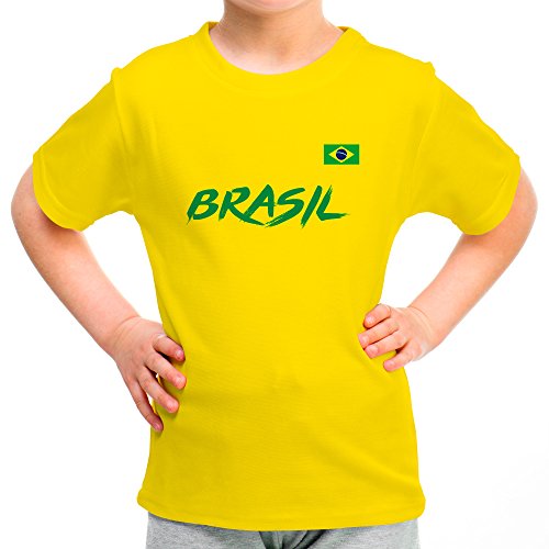 LolaPix Camiseta Brasil Personalizada con tu Nombre y Dorsal | Selección Brasil | Varios Diseños Tallas | 100% Algodón | Niño/a