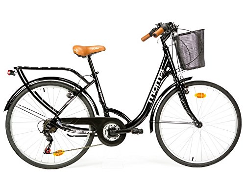 Moma Bikes City Classic 26"-  Bicicleta Paseo, Aluminio , Cambio Shimano TZ-50 18 vel., Negro