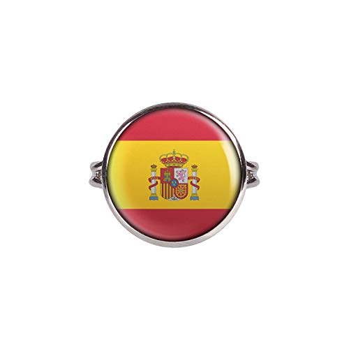 Mylery Anillo con Motivo Bandera de España Espana Plata 16mm