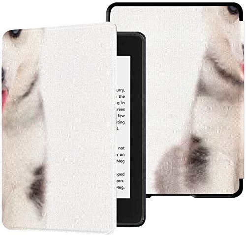 Nueva Cubierta de Tela Kindle Paperwhite Resistente al Agua (10a generación, versión 2018), Lindo Cachorro de Husky Siberiano Sentado en una Funda para Tableta