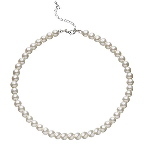 BABEYOND Collar Redondo de Perlas de Imitación de Perlas Collar de Perlas de Boda para Novias blanco (Diámetro de perla 8mm)