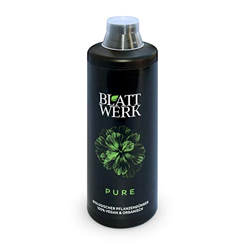 BLATTWERK Pure - 1.000ml: fertilizante 100% orgánico y vegano, completos nutrientes líquidos de hierbas, para plantas de interior y jardín, con aminoácidos, ácidos lácticos, azúcares y minerales.