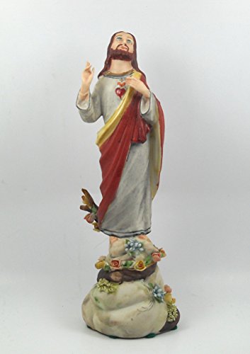 Capodimonte Estatua Porcelana Figura Sacro Cuore cm 21.5 x 8