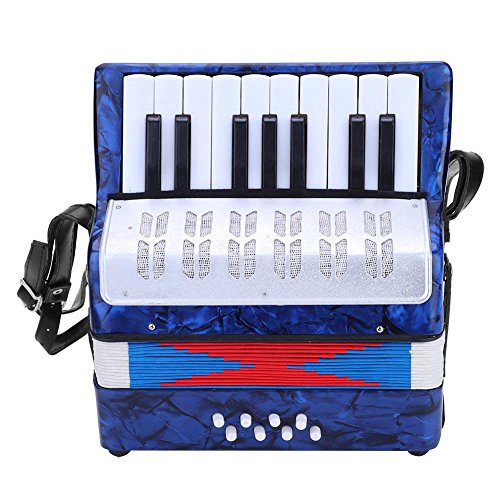 Dilwe Acordeón, Mini Pequeño 17-Key 8 Bajo Acordeón Educativo Musical Instrumento Juguete para Principiantes Enseñanza de la Primera Infancia(Azul)
